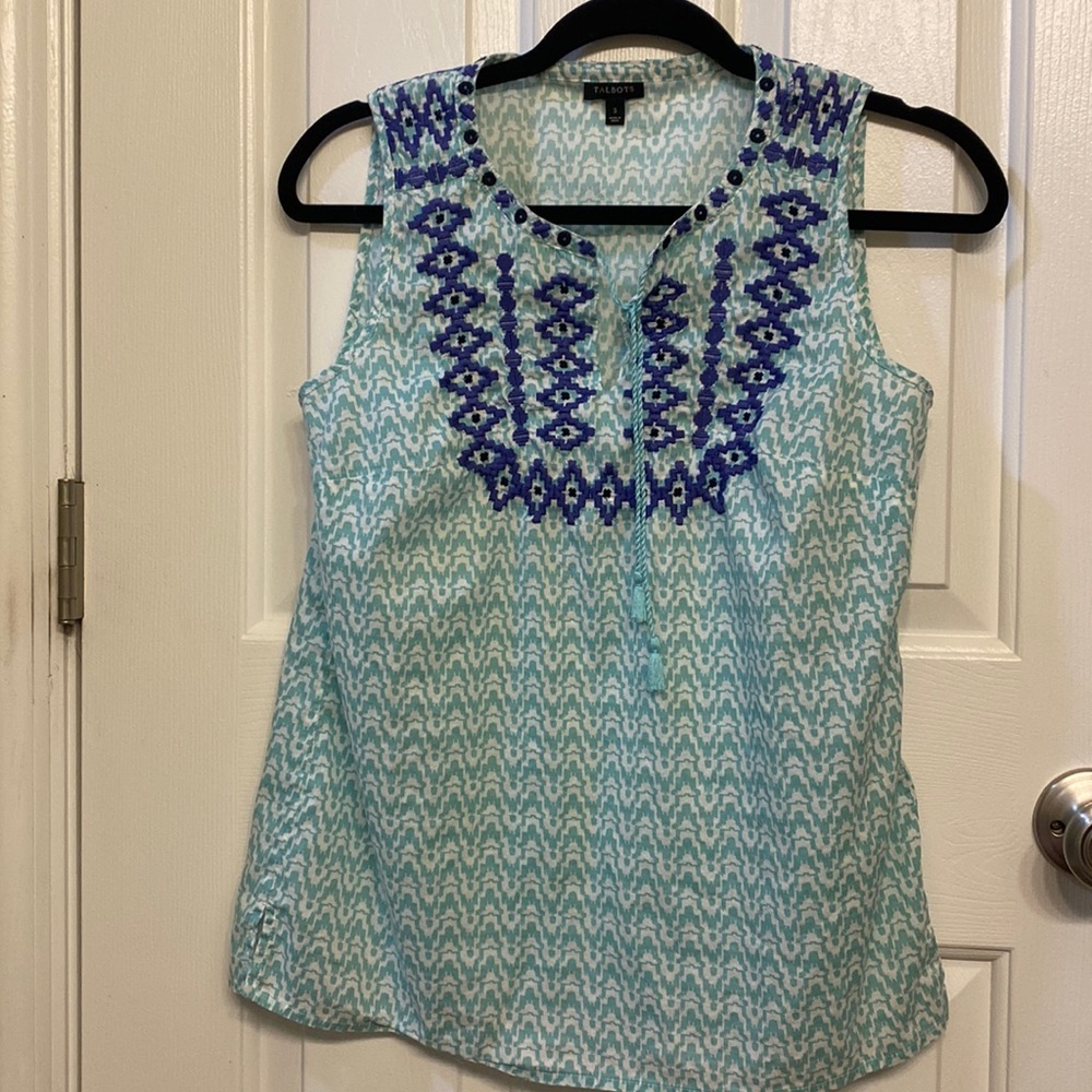 Talbots Small Sleeveless Print Blouse